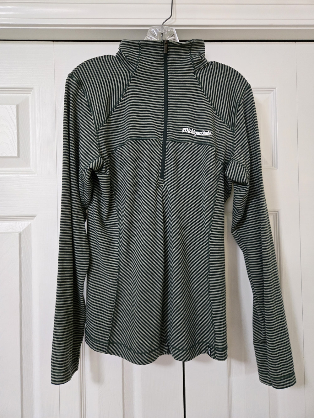 Michigan State Striped Green Quarter Zip